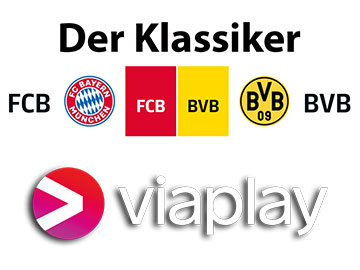 Der Klassiker Viaplay logo Bayern vs BVB 2023 satkurier 360px